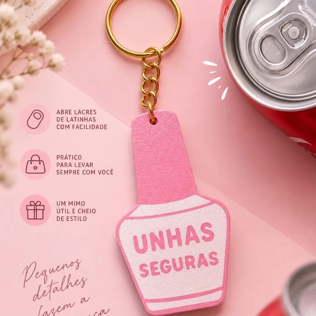 chaveiro unhas seguras - artesanato feito à mão por Milideiasjp