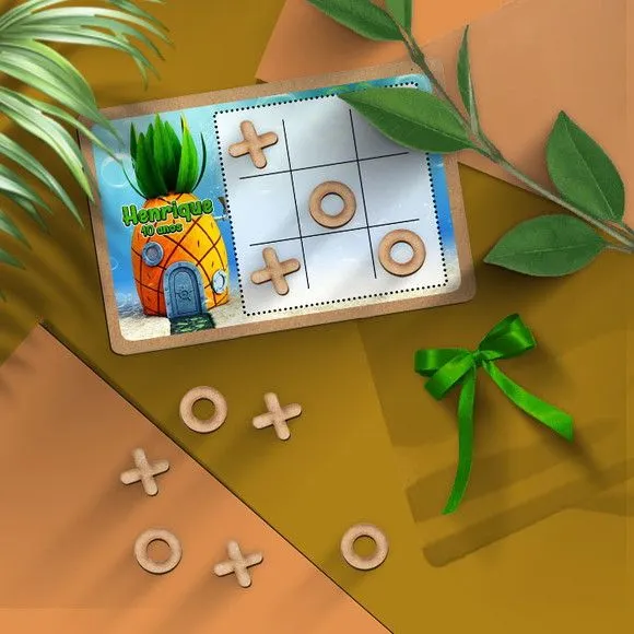 Jogo da Velha - Bob Esponja Personalizado - artesanato feito à mão por Mi Papelaria Criativa