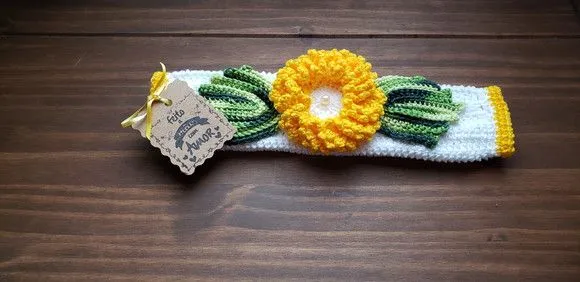 Puxador de Geladeira Duplo em Crochê (amarelo) - foto 3