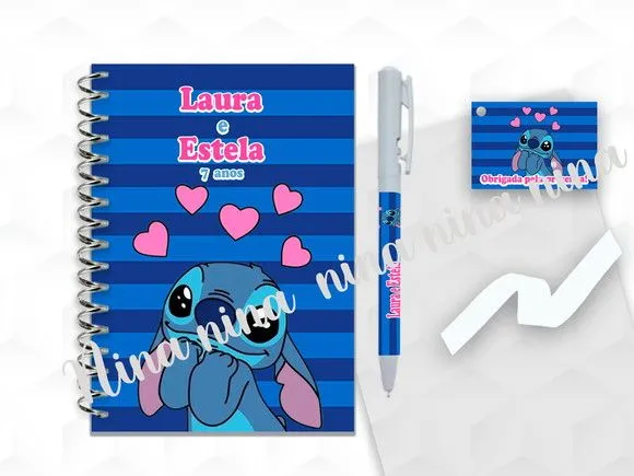 Bloquinho Grande com Caneta Stitch Personalizada - artesanato feito à mão por creativitybynina