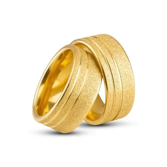 Par Alianças Noivado México 8mm Banhada + Anel Solitário - artesanato feito à mão por TM JOIAS