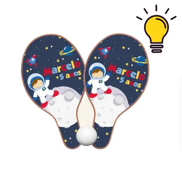 Raquete Ping Pong Astronauta Personalizada - feito à mão por Mi Papelaria Criativa