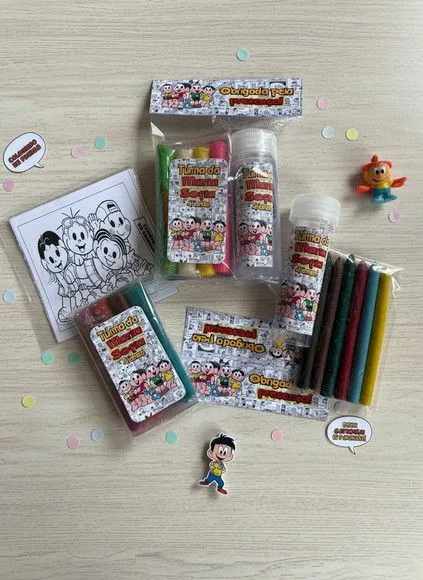 Kit Massinha + Giz + Bolha - Turma da Monica Personalizado - feito à mão por Mi Papelaria Criativa