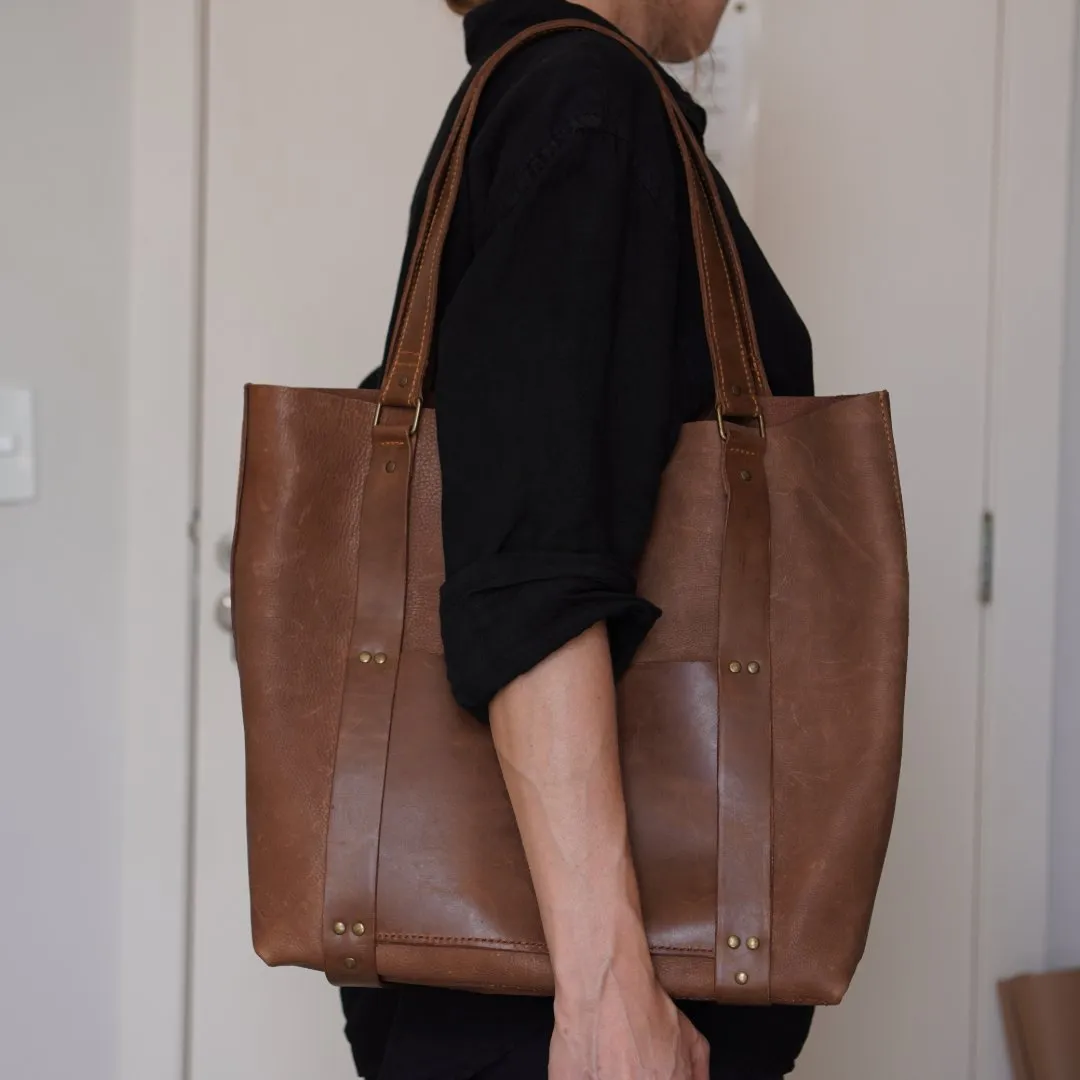 Bolsa Tote Shopper Couro Legitimo Unisex - foto 7