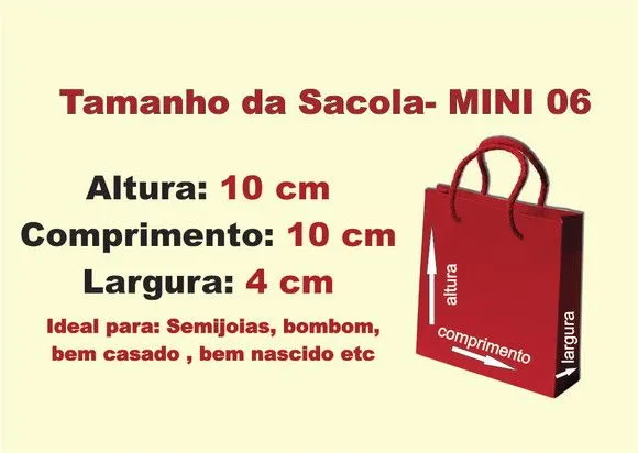 Mini Sacolinha N°0 6 - 10x10x4  colorida lisa- 10 unidades - foto 3