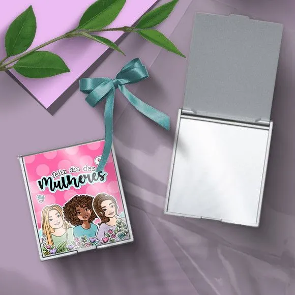 Espelho - Dia da Mulher Personalizado - artesanato feito à mão por Mi Papelaria Criativa