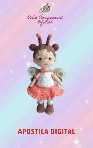 Receita Boneca Borboleta - Amigurumi - feito à mão por Arte Amigurumi Oficial