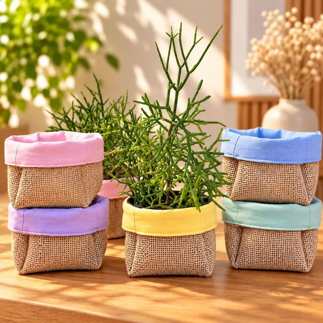 Cachepô 11cm Candy Color Juta e Tecido - Centro de Mesa e Lembrancinha