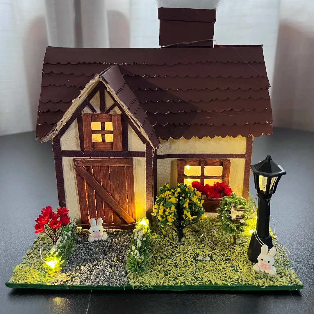 casinha enxaimel miniatura com luz | artesanal e decorativa