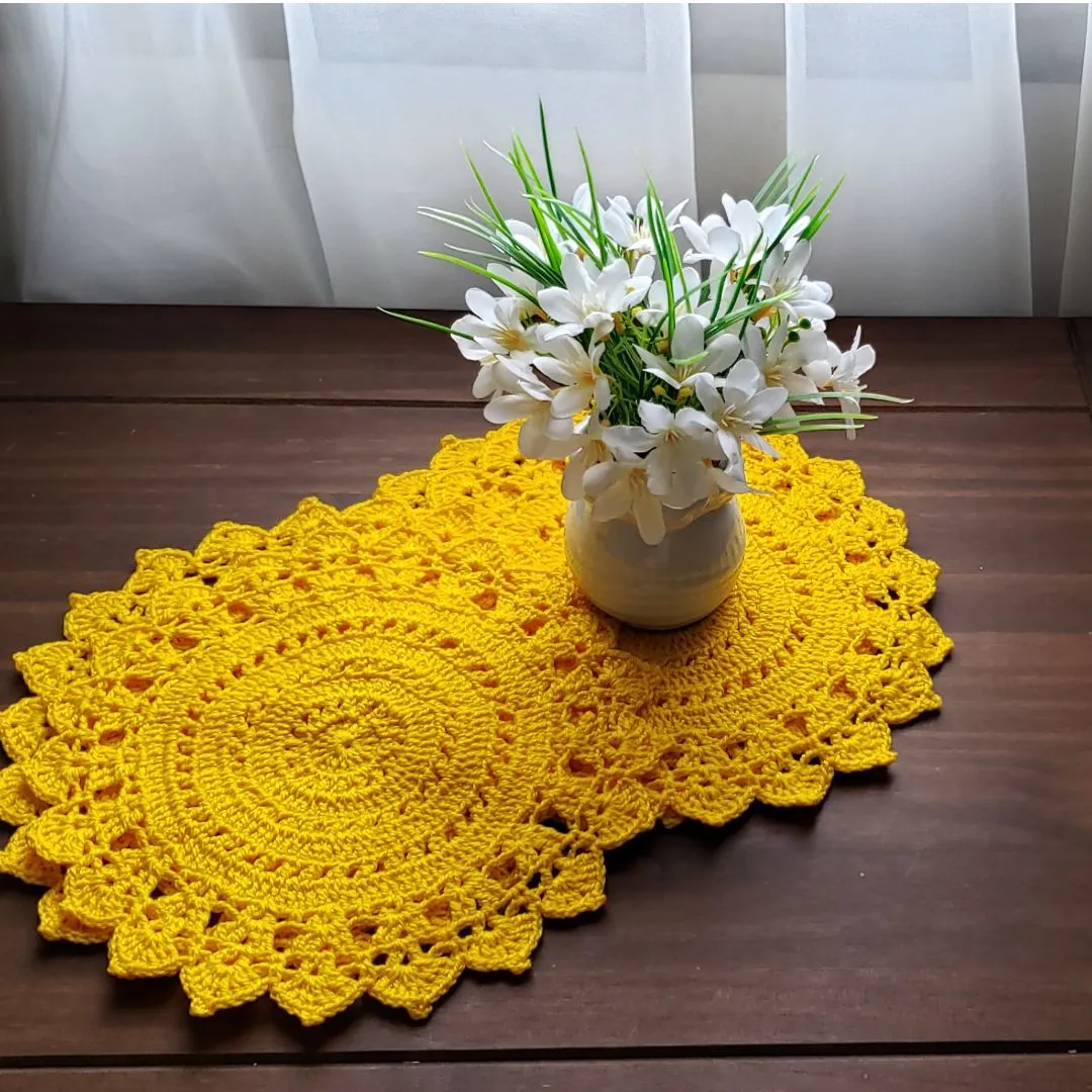 Jogo de 06 Toalhinhas em Crochê - Sunflower Amarelo (25 Cm) - foto 2