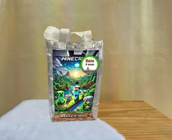 Sacola Transparente Minecraft Personalizado - artesanato de Artmanha Lembrancinhas