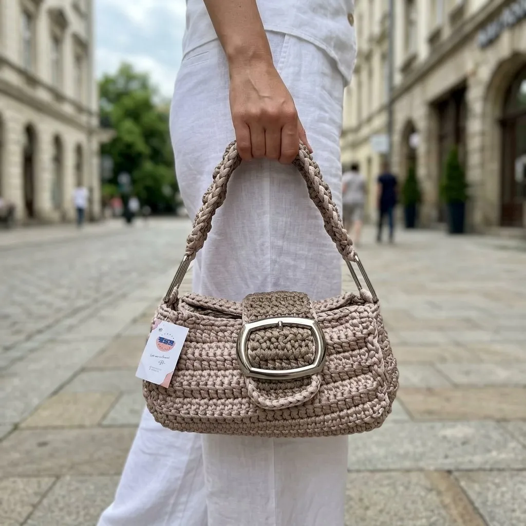 Bolsa em croche fio malha premium