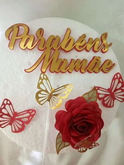 Topper bolo Parabéns Mamãe - foto 2