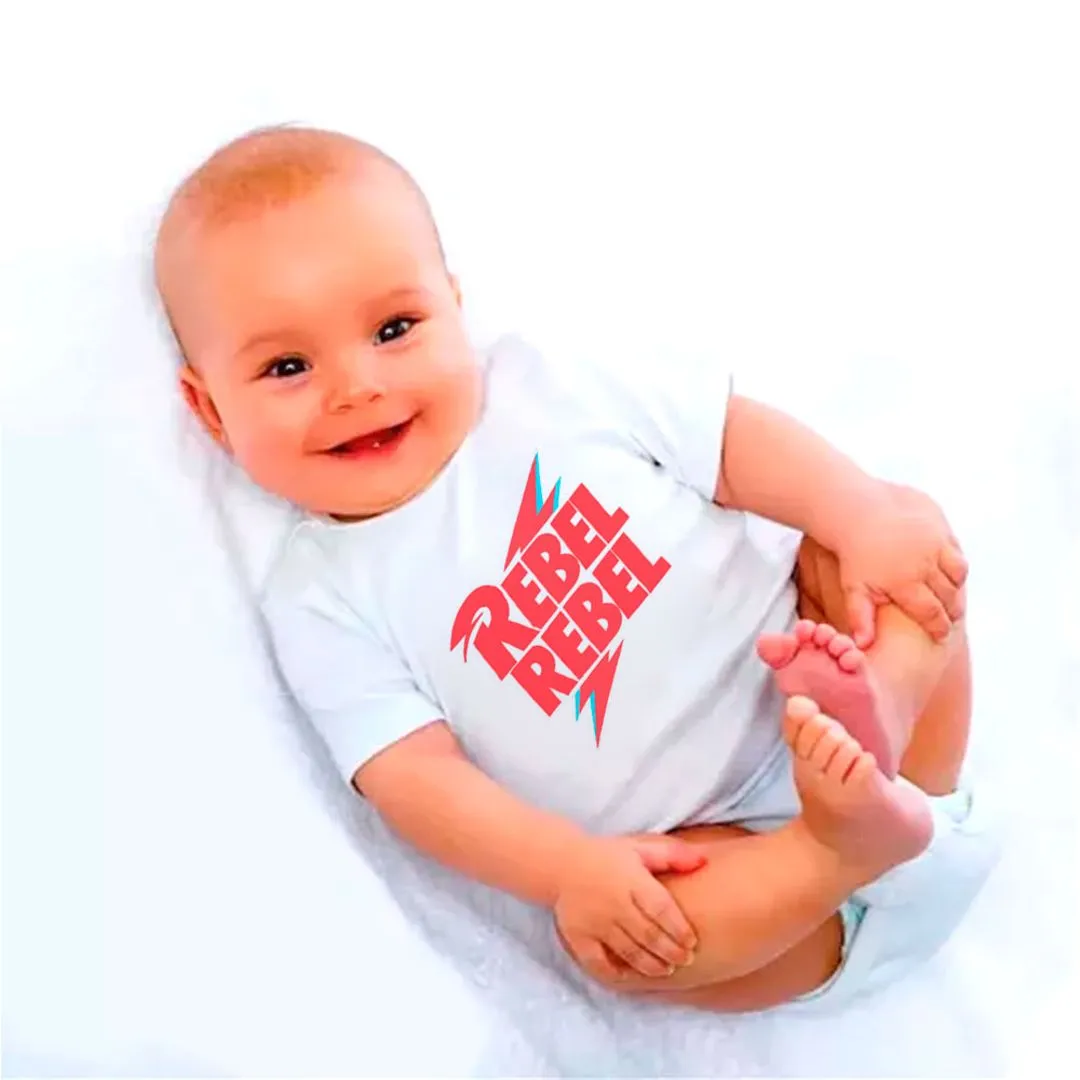 Body bebê David Bowie, estampa rebel rebel, 100% algodão