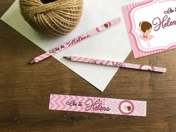 Lápis Bailarina Personalizado - feito à mão por Mi Papelaria Criativa