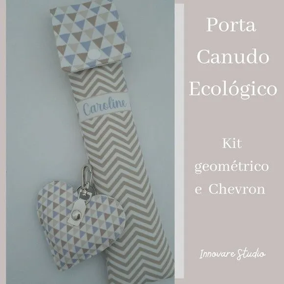 Kit chaveiro + Porta canudo ecológico - artesanato feito à mão por Innovare Studio