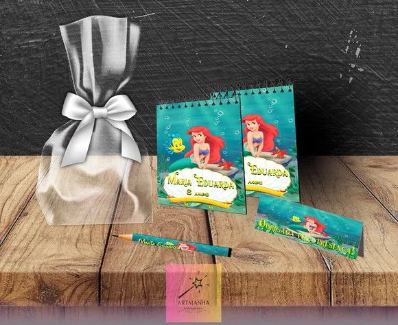 Bloquinho Ariel Personalizado - feito à mão por Artmanha Lembrancinhas