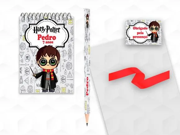 Bloquinho com Lápis Harry Potter Personalizado - artesanato feito à mão por creativitybynina