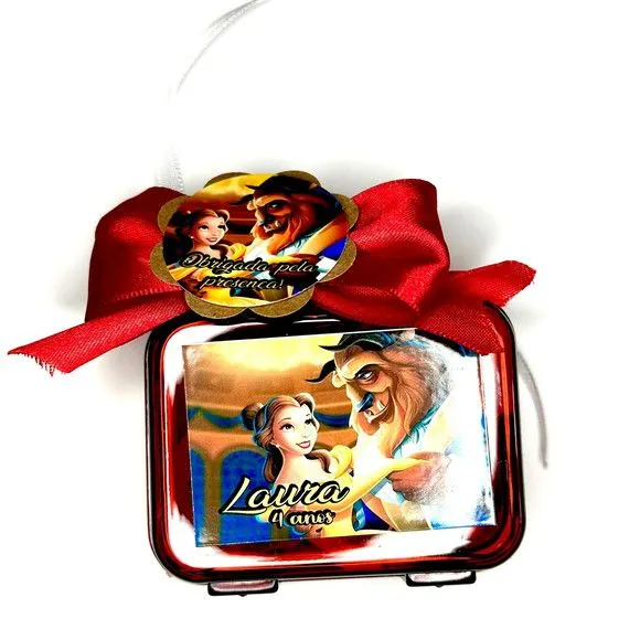 Mini Maleta com Massinhas Bela e a Fera Personalizada - feito à mão por Mi Papelaria Criativa