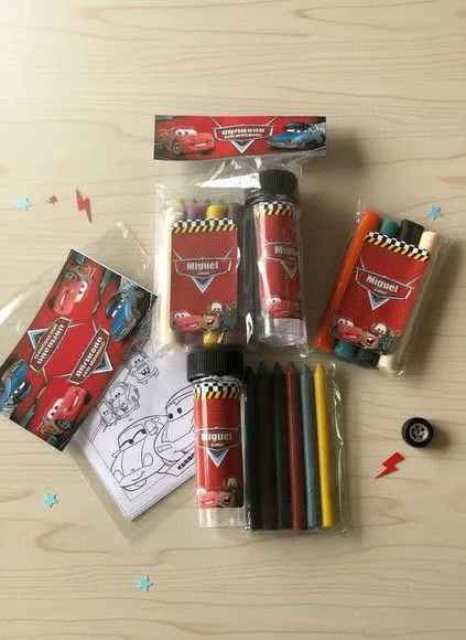 Kit Massinha + Giz + Bolha - Carros Disney Personalizado - feito à mão por Mi Papelaria Criativa