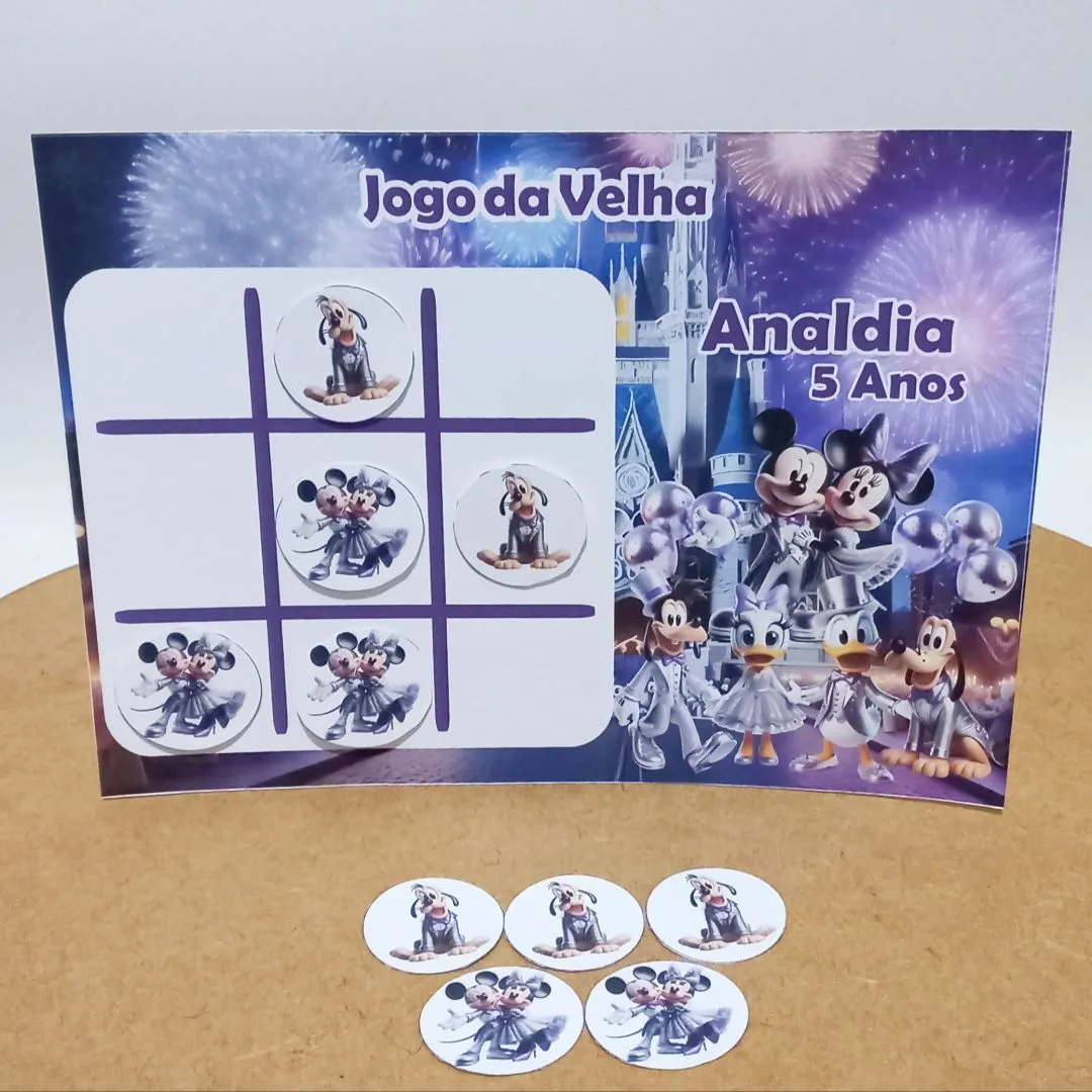 Lembrancinhas Jogo da Velha Personalizado Tema Mickey 100 Anos - artesanato feito à mão por Ed  Silva Papelaria de Festa Infantil