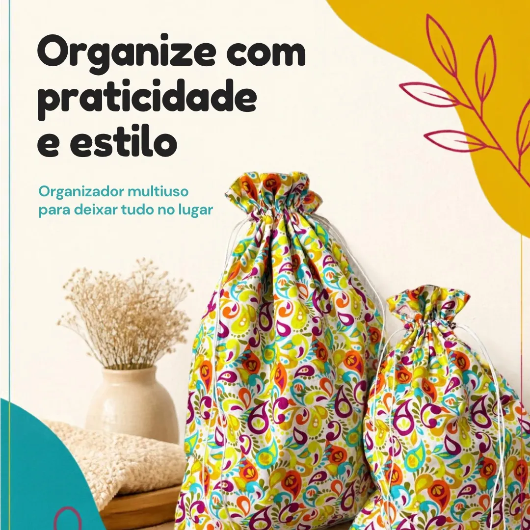 Kit com 2 peças - Saquinho organizador multiuso M e G 1 - artesanato de Djulik