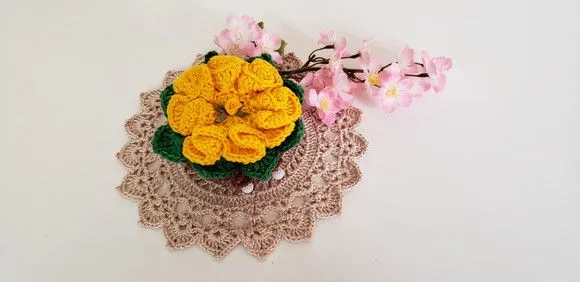 Sachê Porta Sabonete em Crochê Amarelo - foto 2