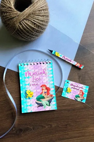 Bloquinho Pequena Sereia Personalizado - artesanato de Mi Papelaria Criativa