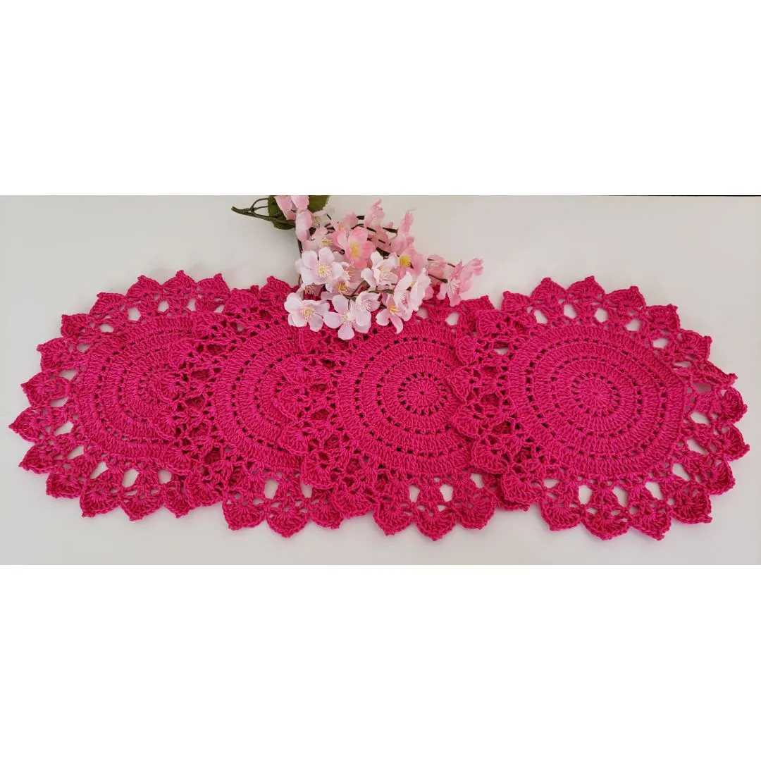 Jogo de 4 Toalhinhas em Crochê Pink (20 cm) - foto 5