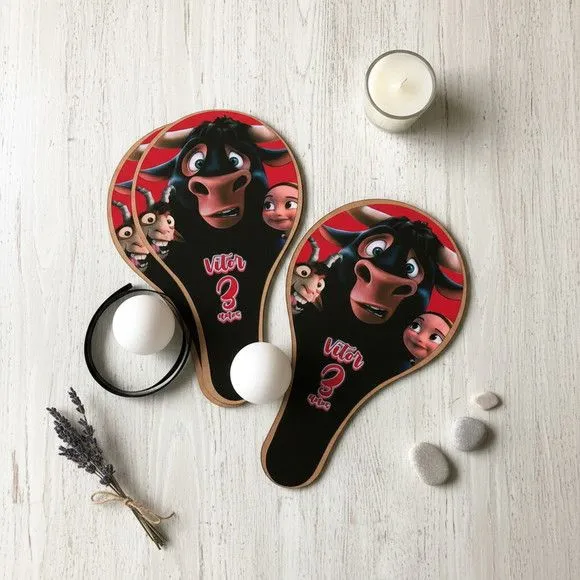 Raquete Ping Pong - Touro Ferdinando - feito à mão por Mi Papelaria Criativa