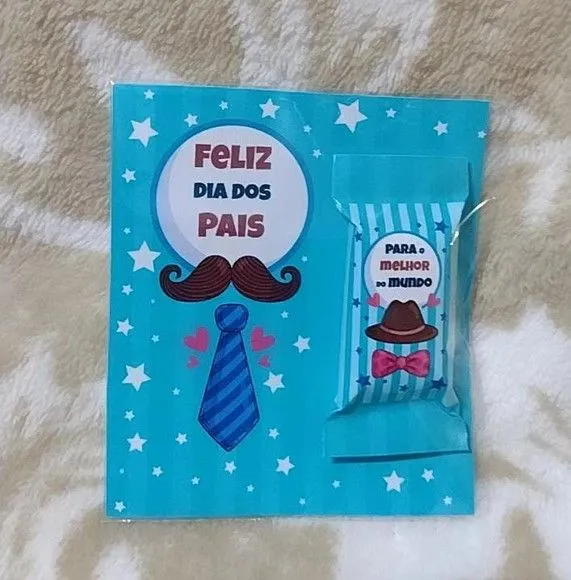 Lembrancinha Dia dos Pais - Card + Balinha Personalizada - artesanato feito à mão por Juliana Biz - casa e bem estar