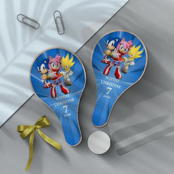 Raquete Ping Pong - Sonic Personalizada - feito à mão por Mi Papelaria Criativa
