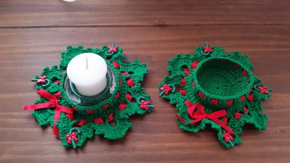 Conjunto de Porta Velas Natalina  Verde Natal - foto 3