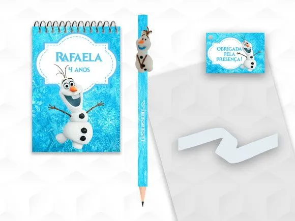 Bloquinho com Aplique Olaf Personalizado - artesanato feito à mão por creativitybynina