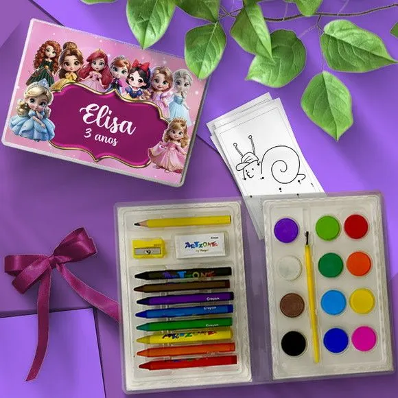 Estojo de Pintura - Princesas Disney Personalizado