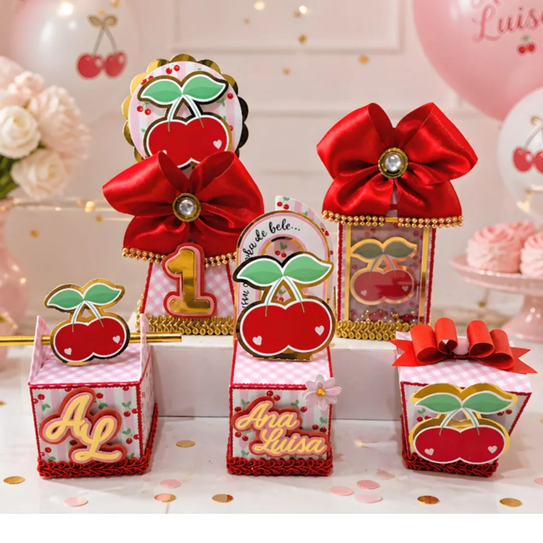 kit 20 caixinhas Personalizadas Cerejinha Lembrancinhas Decoração Festa infantil Papelaria Caixinha Cerejinha
