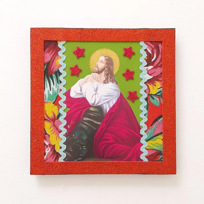 Quadrinho Retrô Jesus Orando - artesanato de Estudio Bananeira