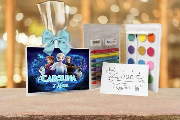 Estojo de Pintura Frozen Personalizado - feito à mão por Artmanha Lembrancinhas