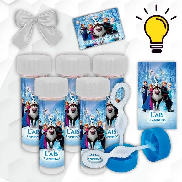 Bolinha de Sabão Frozen Personalizada - artesanato feito à mão por Mi Papelaria Criativa