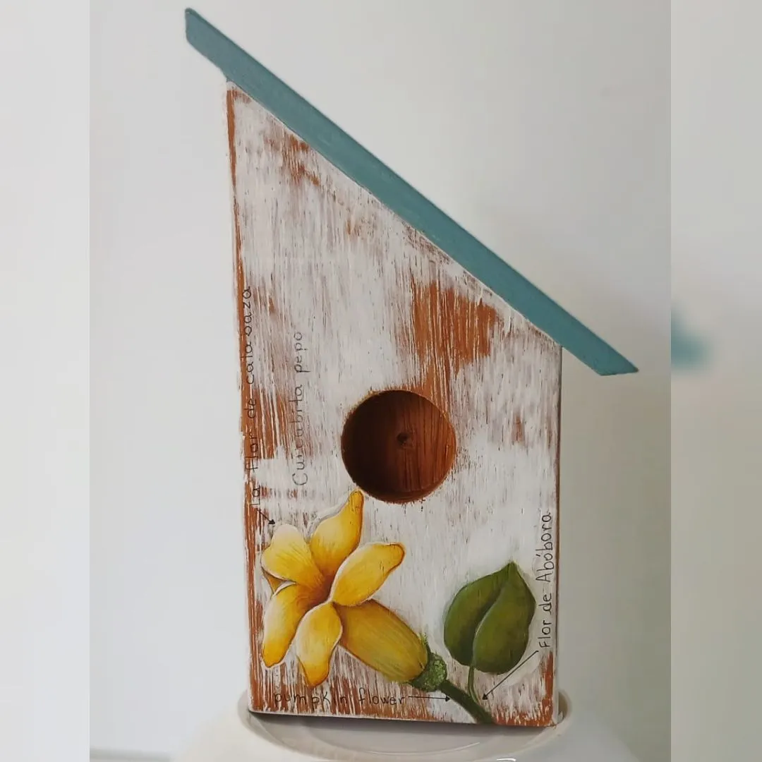 Casinha decorativa de bancada - Flor de Abóbora - artesanato de Flor Seca Casa e Ambiente