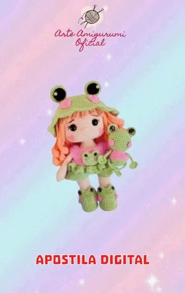 Receita Boneca Romi e Sapo - Amigurumi - feito à mão por Arte Amigurumi Oficial