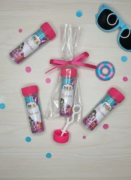 Bolha de Sabão - Pool Party Personalizado - artesanato feito à mão por Mi Papelaria Criativa