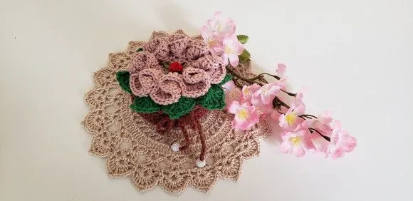 Sachê Porta Sabonete em Crochê Rosa Cristal - foto 2