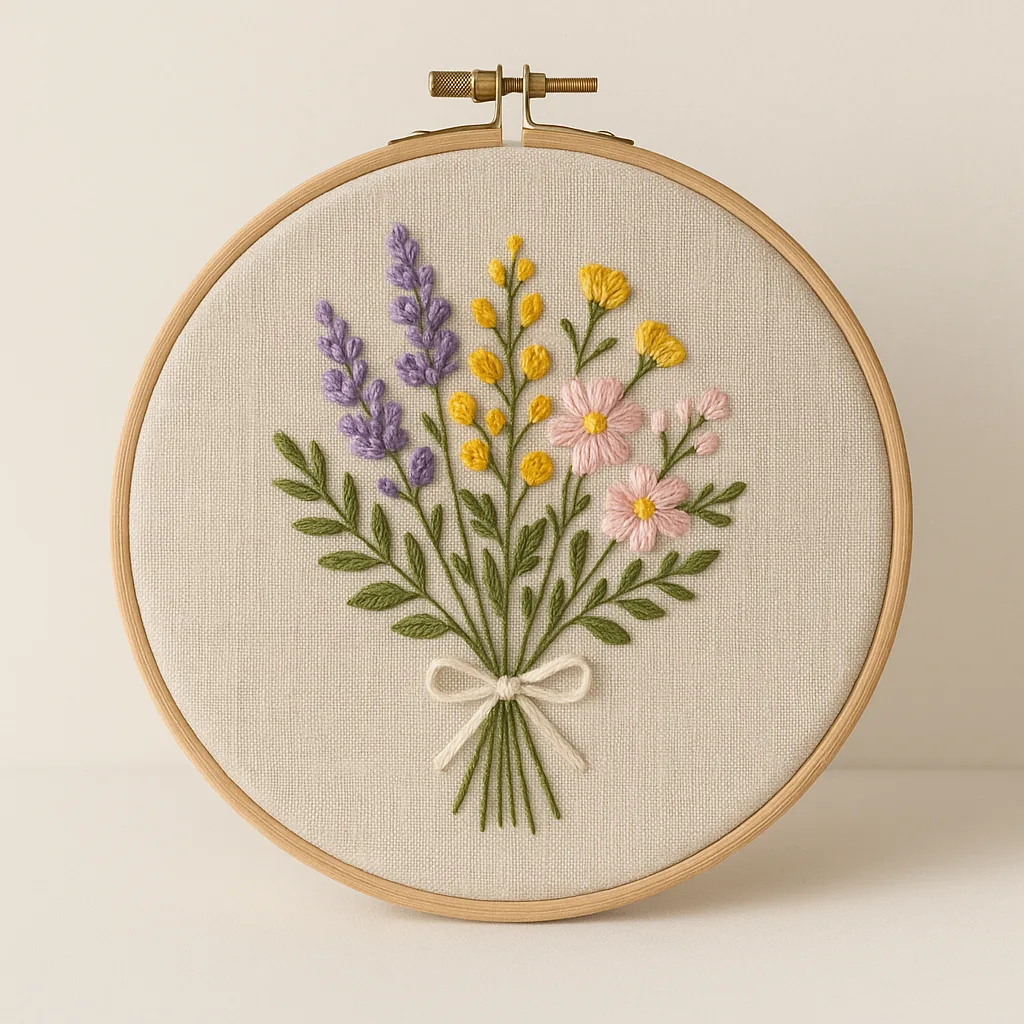 Bastidor Bordado à Mão Flores Silvestres 20 cm (Produto teste) - artesanato feito à mão por Maria Artesanato (Loja teste)