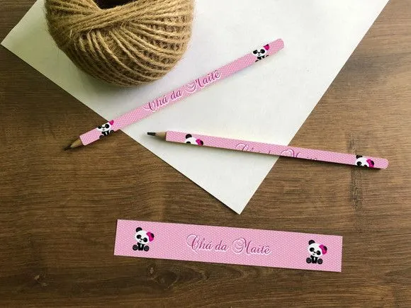 Lápis Panda Personalizado - feito à mão por Mi Papelaria Criativa