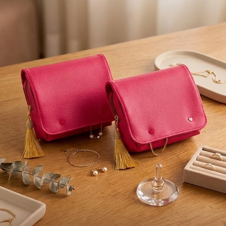 Porta-Joias Feminino Personalizado para Viagem com Nécessaire Integrada – Organizador de Joias - foto 2