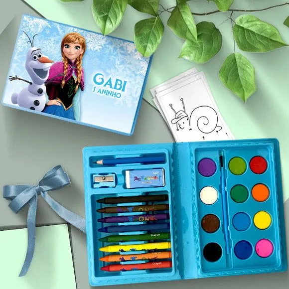 Estojo de Pintura 24pç - Frozen Personalizado - artesanato feito à mão por Mi Papelaria Criativa