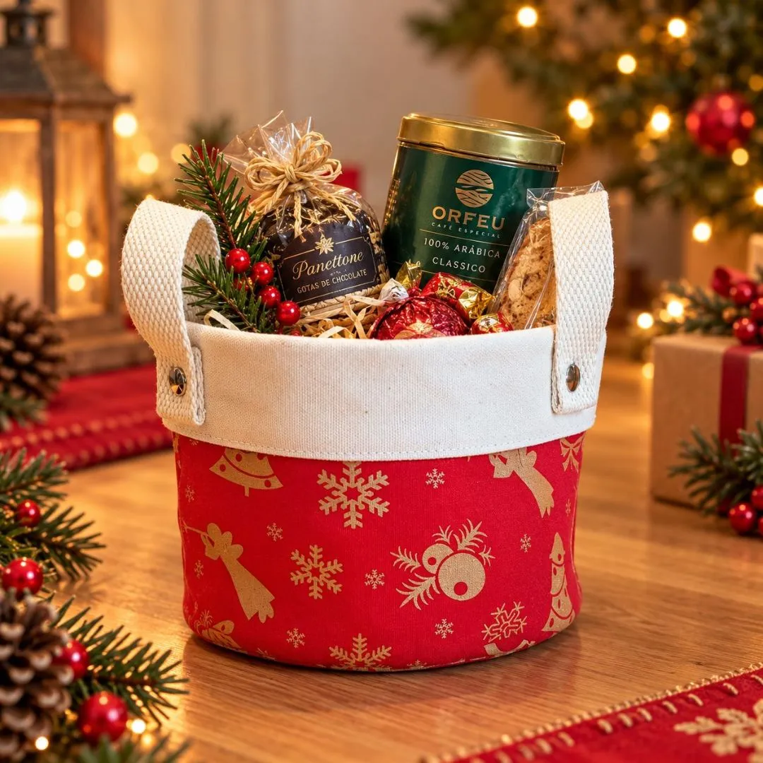 Cesto de Natal e Ocasiões - Lona e Tecido 100% Algodão - Lembrancinha e Brindes - foto 3