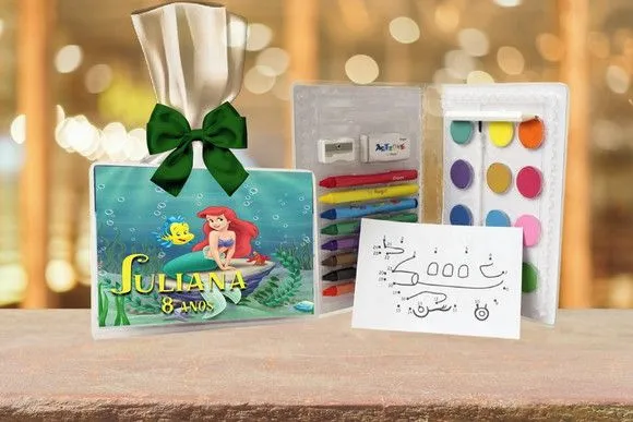 Estojo de Pintura Pequena Sereia Personalizado - feito à mão por Artmanha Lembrancinhas