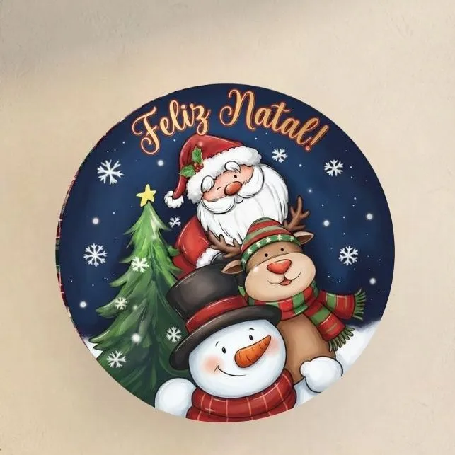 Placa decorativa MDF 35 cm Guirlanda de Natal enfeite de porta Noel Rena Boneco de Neve - foto 2